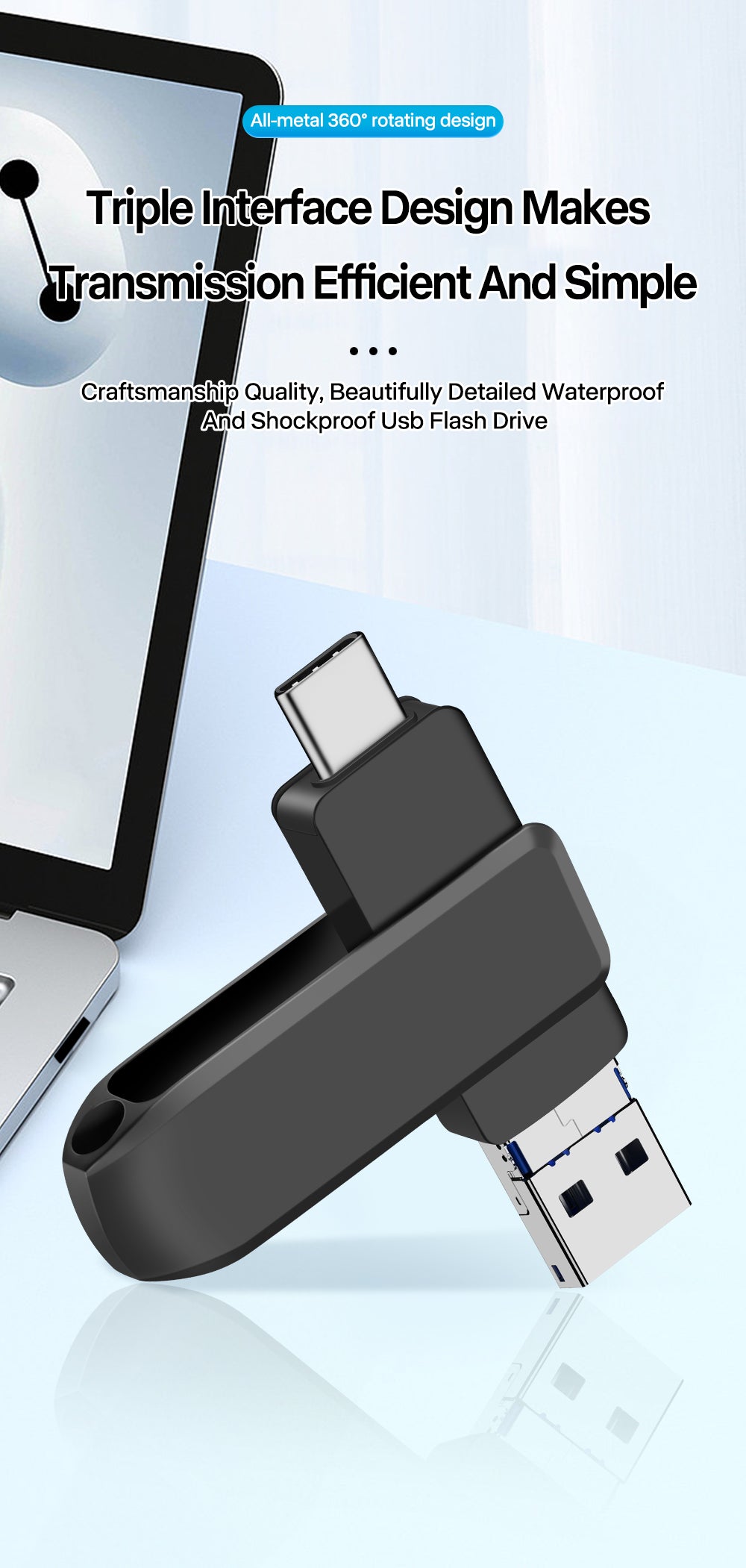 Y17C TYPE C USB Flash Drive OTG 4 IN 1 USB Stick 3.0 128GB Pen Drive 64GB 256GB 512GB Pendrive for iPhone 17 16 15 14 13 Memory Disk