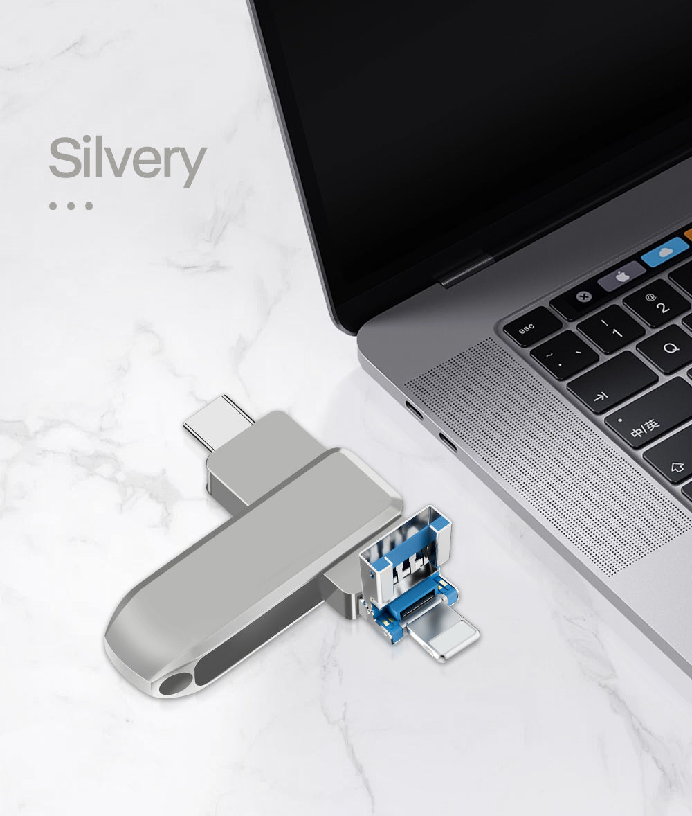 Y17C TYPE C USB Flash Drive OTG 4 IN 1 USB Stick 3.0 128GB Pen Drive 64GB 256GB 512GB Pendrive for iPhone 17 16 15 14 13 Memory Disk