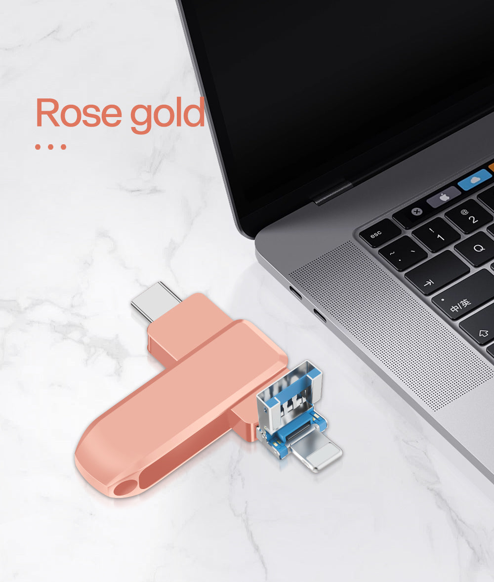 Y17C TYPE C USB Flash Drive OTG 4 IN 1 USB Stick 3.0 128GB Pen Drive 64GB 256GB 512GB Pendrive for iPhone 17 16 15 14 13 Memory Disk