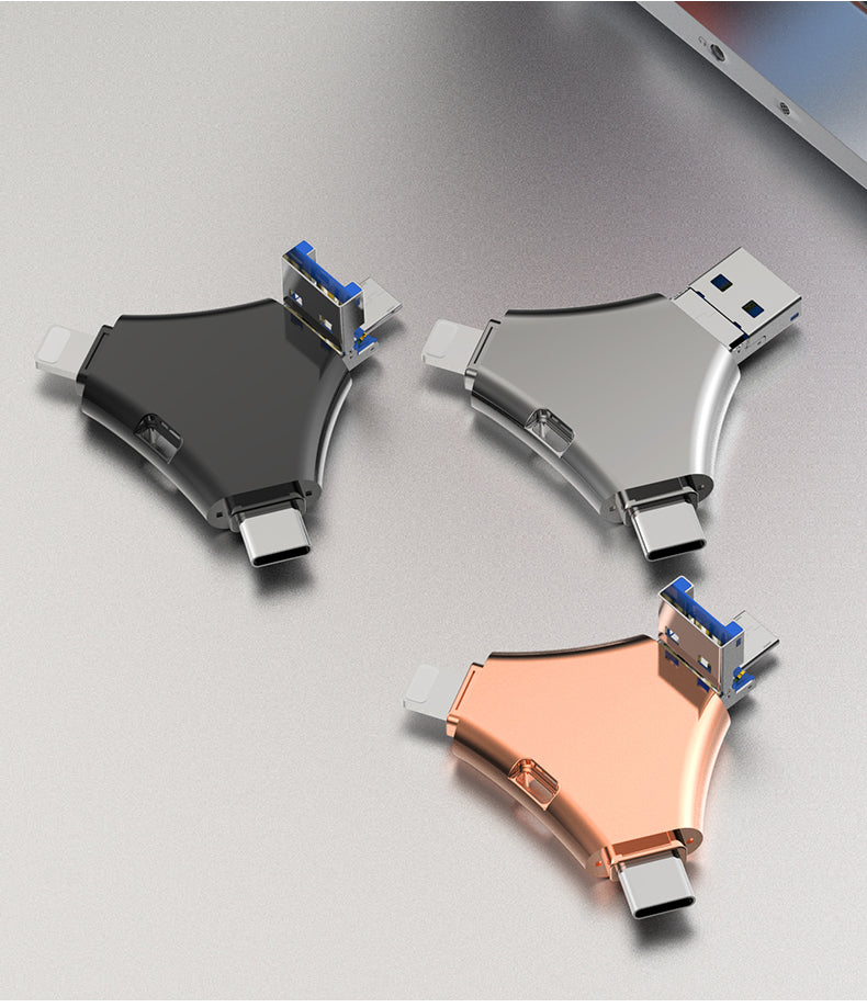 Y68 TYPE C USB Flash Drive OTG 4 IN 1 USB Stick 3.0 128GB Pen Drive 64GB 256GB Pendrive for iPhone 17 16 15 14 13 Memory Disk