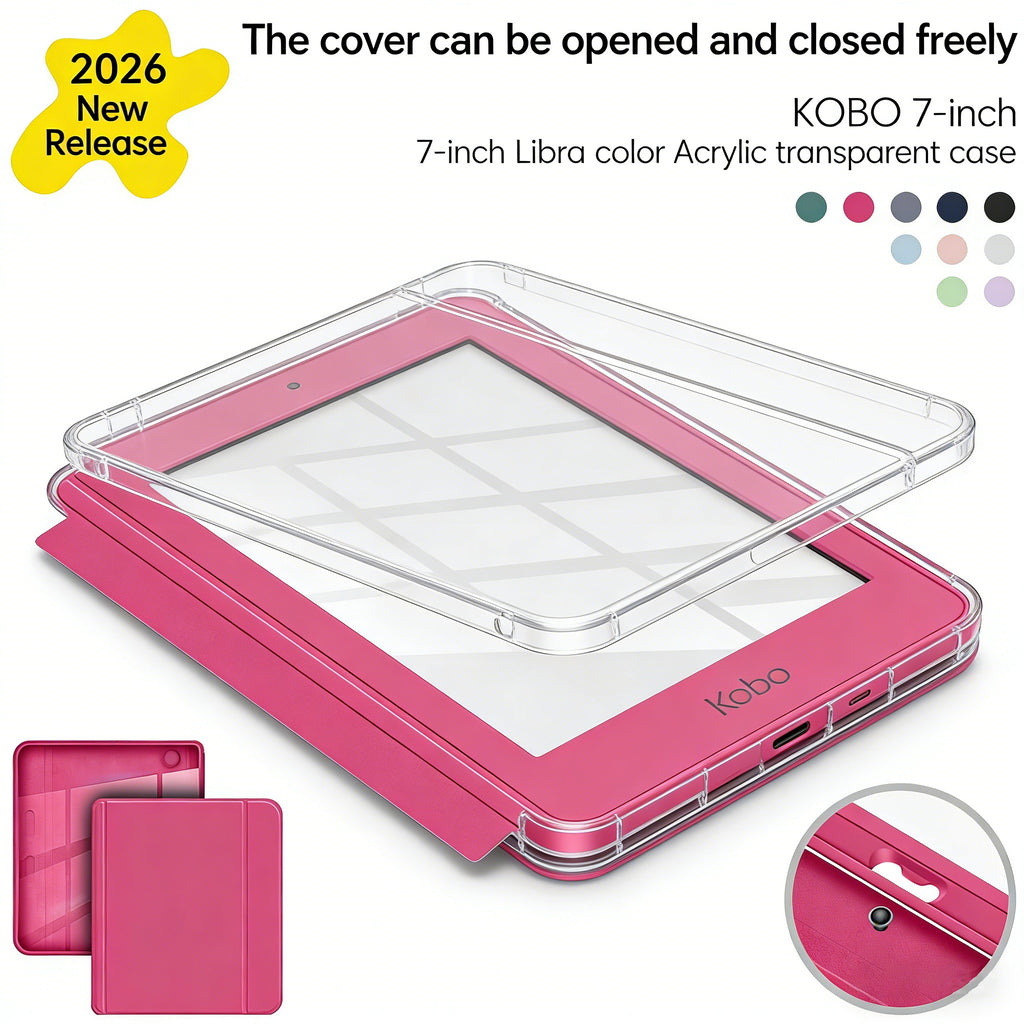 2-Pieces Detachable Protective Case Cover for 7-inch Kobo Libra Color / Libra 2 and Tolino Vision 6 eReaders"