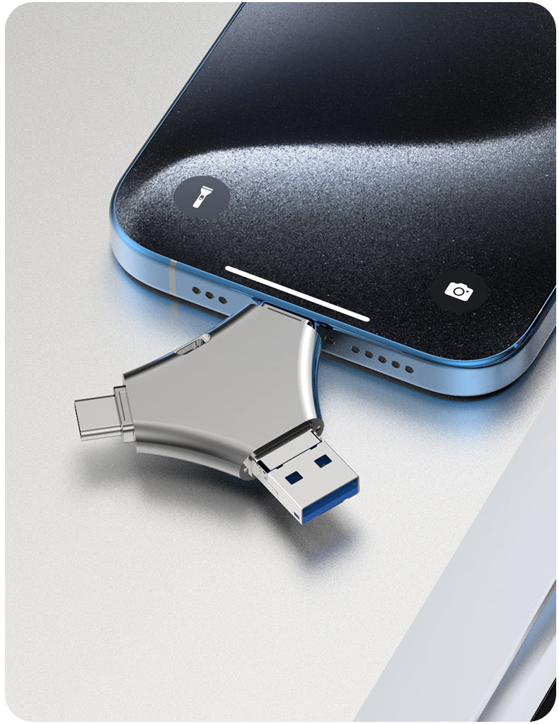 Y68 TYPE C USB Flash Drive OTG 4 IN 1 USB Stick 3.0 128GB Pen Drive 64GB 256GB Pendrive for iPhone 17 16 15 14 13 Memory Disk