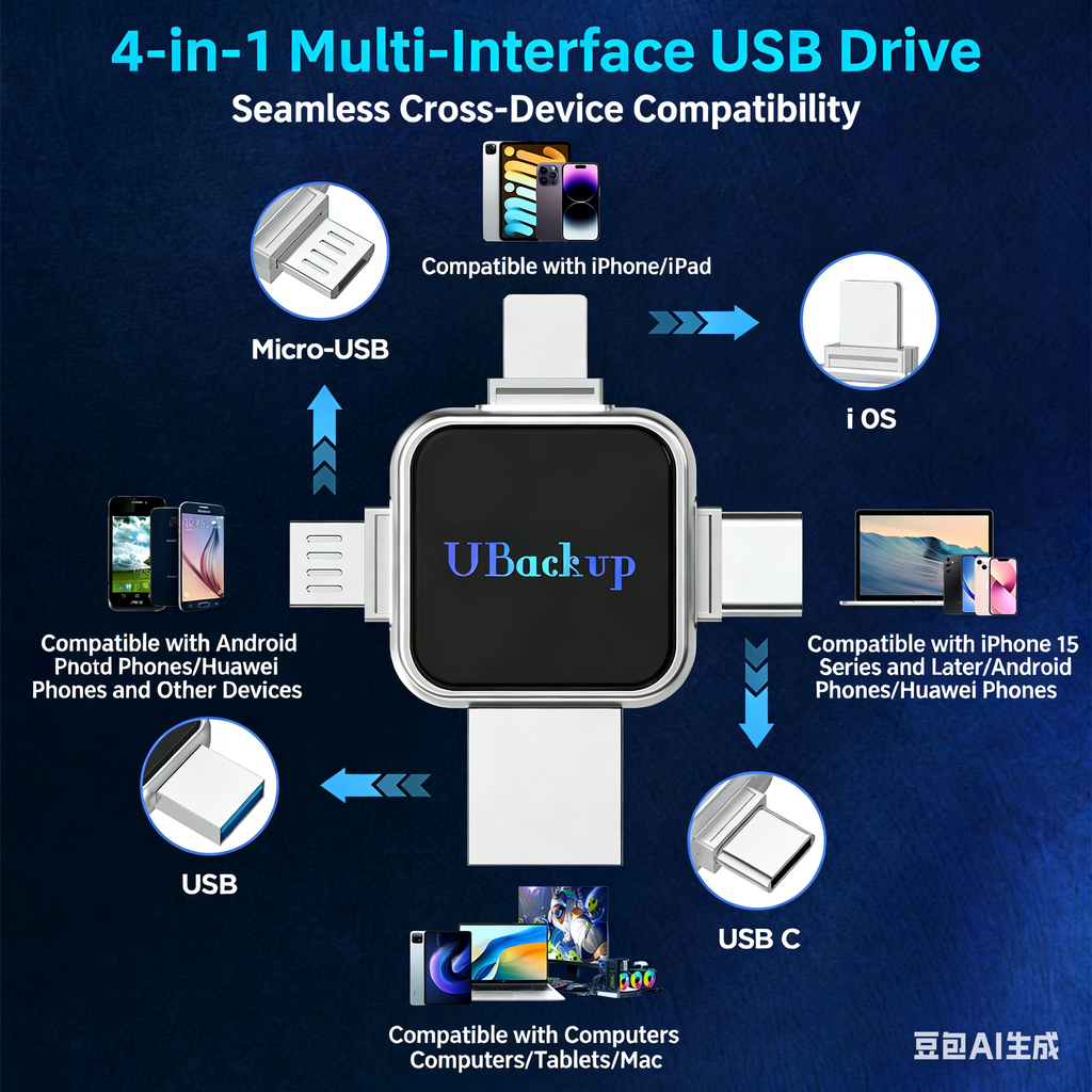 Y48 TYPE C USB Flash Drive OTG 4 IN 1 USB Stick 3.0 128GB Pen Drive 64GB 256GB 512GB Pendrive for iPhone 17 16 15 14 13 Memory Disk