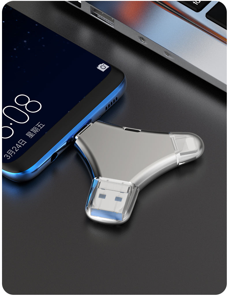 Y68 TYPE C USB Flash Drive OTG 4 IN 1 USB Stick 3.0 128GB Pen Drive 64GB 256GB Pendrive for iPhone 17 16 15 14 13 Memory Disk
