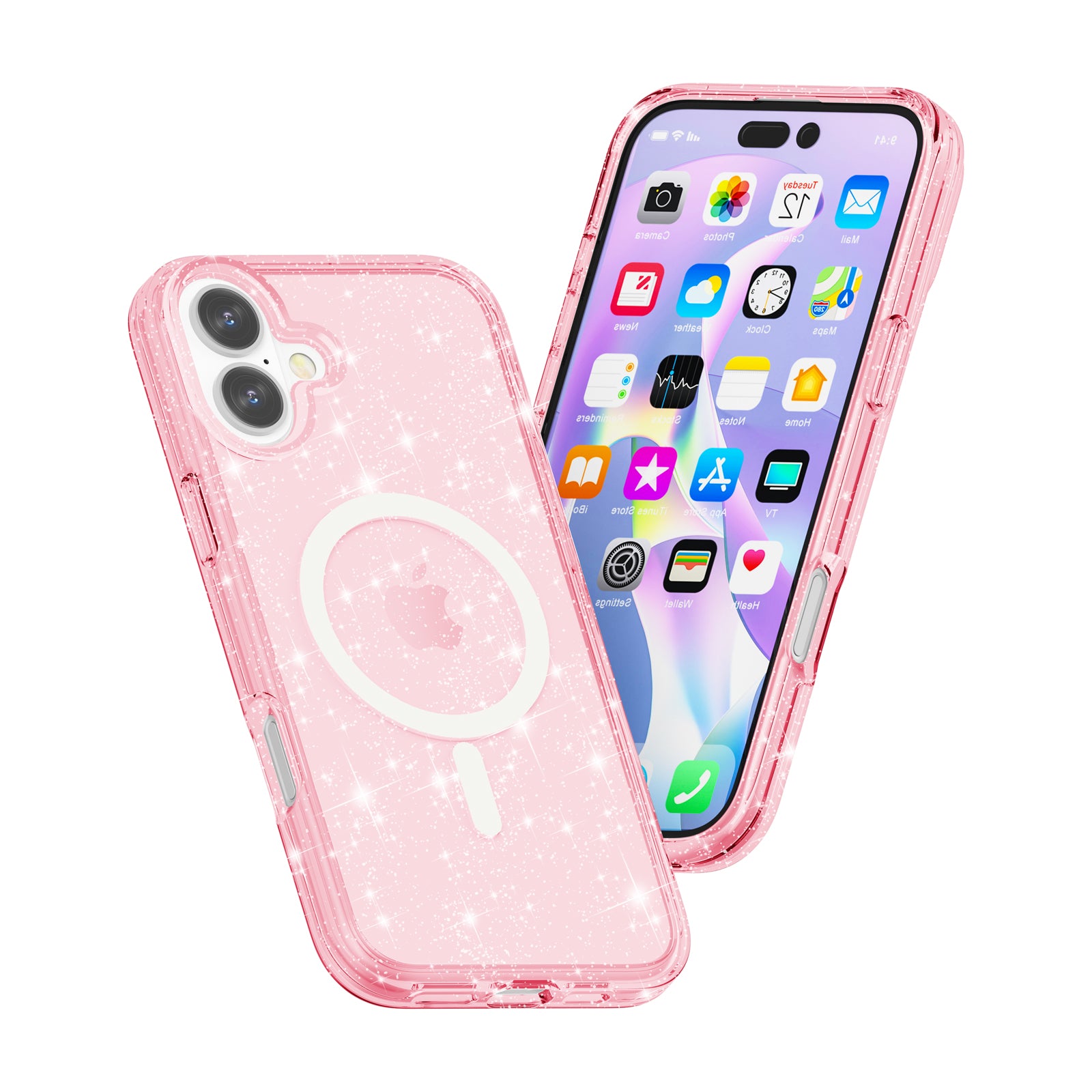 Glitter Transparent Anti-drop Protective Hard PC Soft Tpu Magsafe Phone Case for iPhone 17 Pro Max 16 Pro 15
