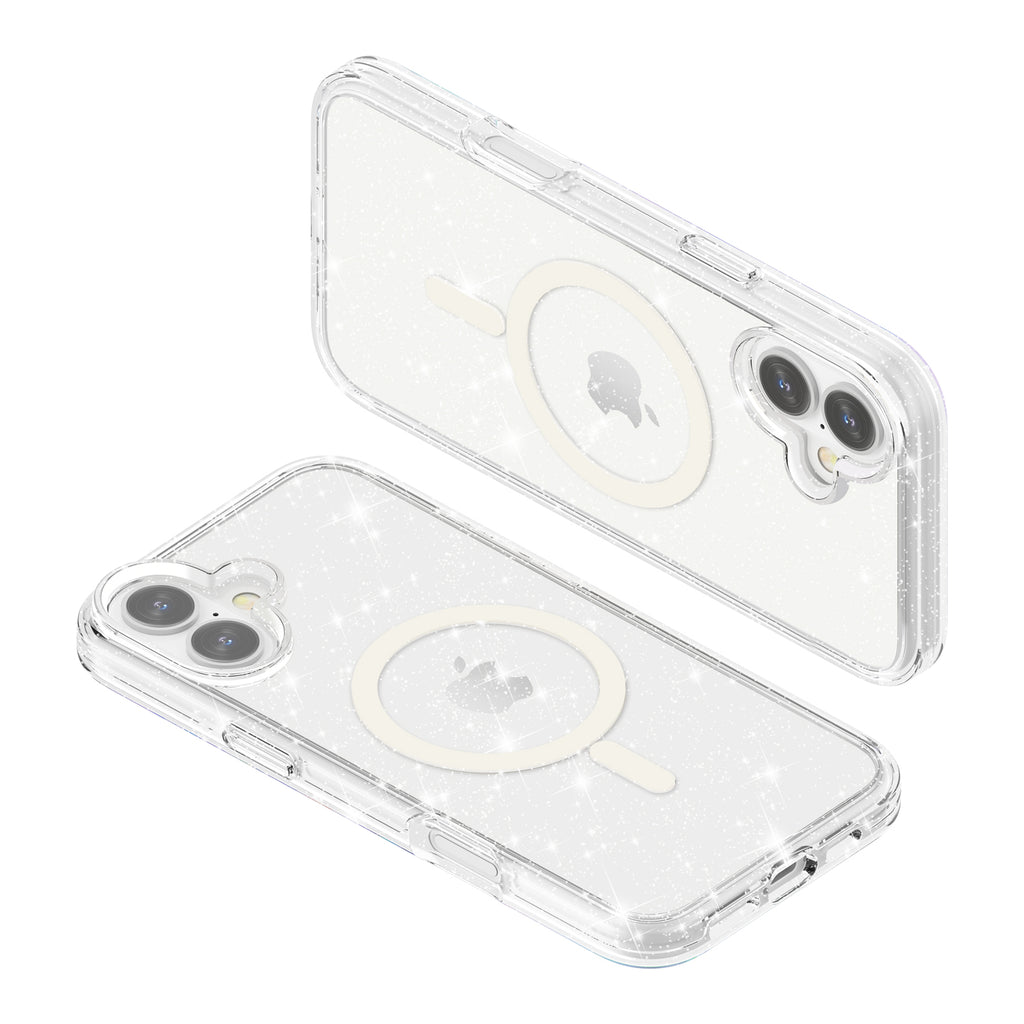 Glitter Transparent Anti-drop Protective Hard PC Soft Tpu Magsafe Phone Case for iPhone 17 Pro Max 16 Pro 15