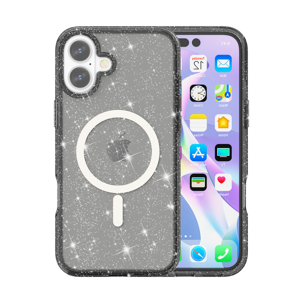 Glitter Transparent Anti-drop Protective Hard PC Soft Tpu Magsafe Phone Case for iPhone 17 Pro Max 16 Pro 15
