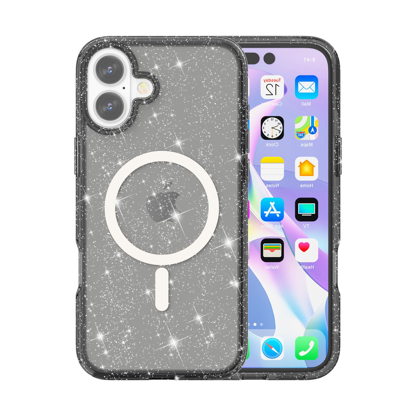 Glitter Transparent Anti-drop Protective Hard PC Soft Tpu Magsafe Phone Case for iPhone 17 Pro Max 16 Pro 15