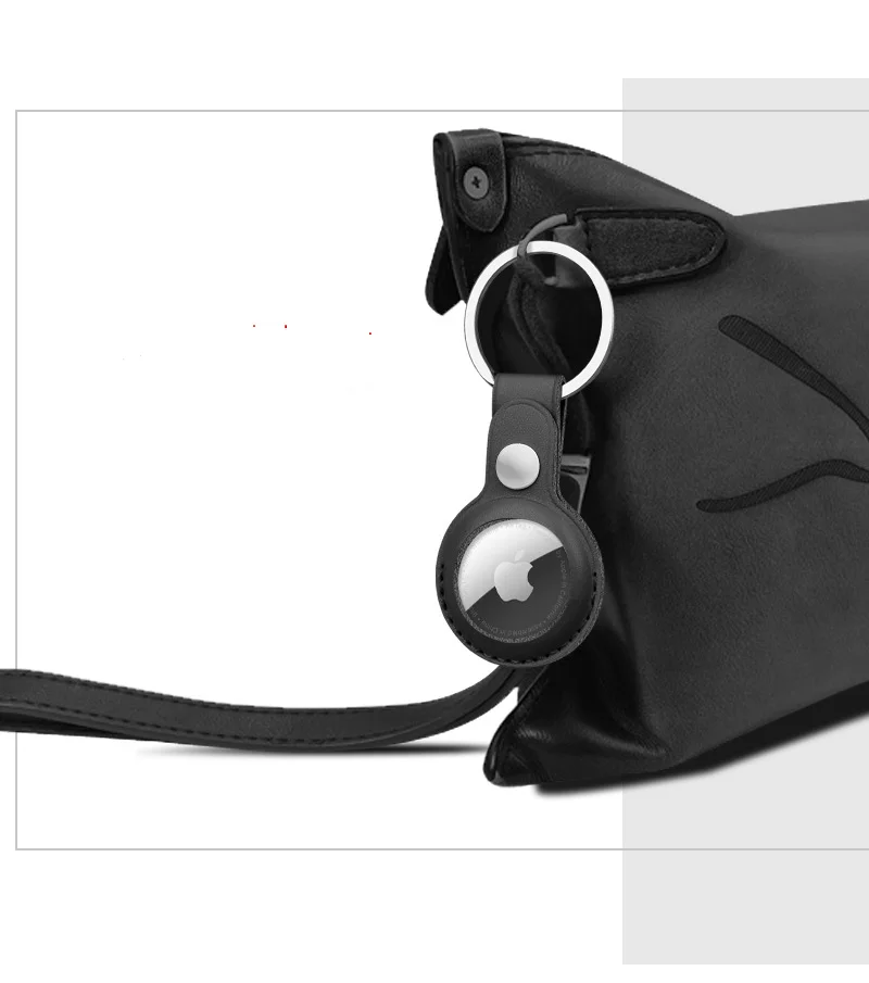 Leather Keychain for Apple Airtags Cases Protective Covers Bumper Shell Tracker Accessories Anti-scratch Air Tag Key Ring Holder