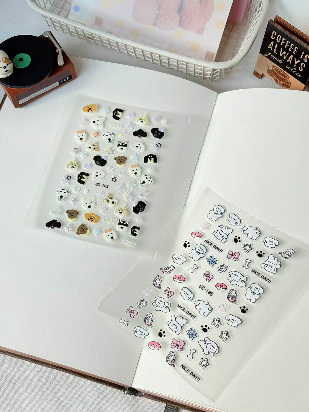 Cute Cartoon Animal 5D Embossed Nail Decals Custom DIY Stickers for Nails & Phone Case