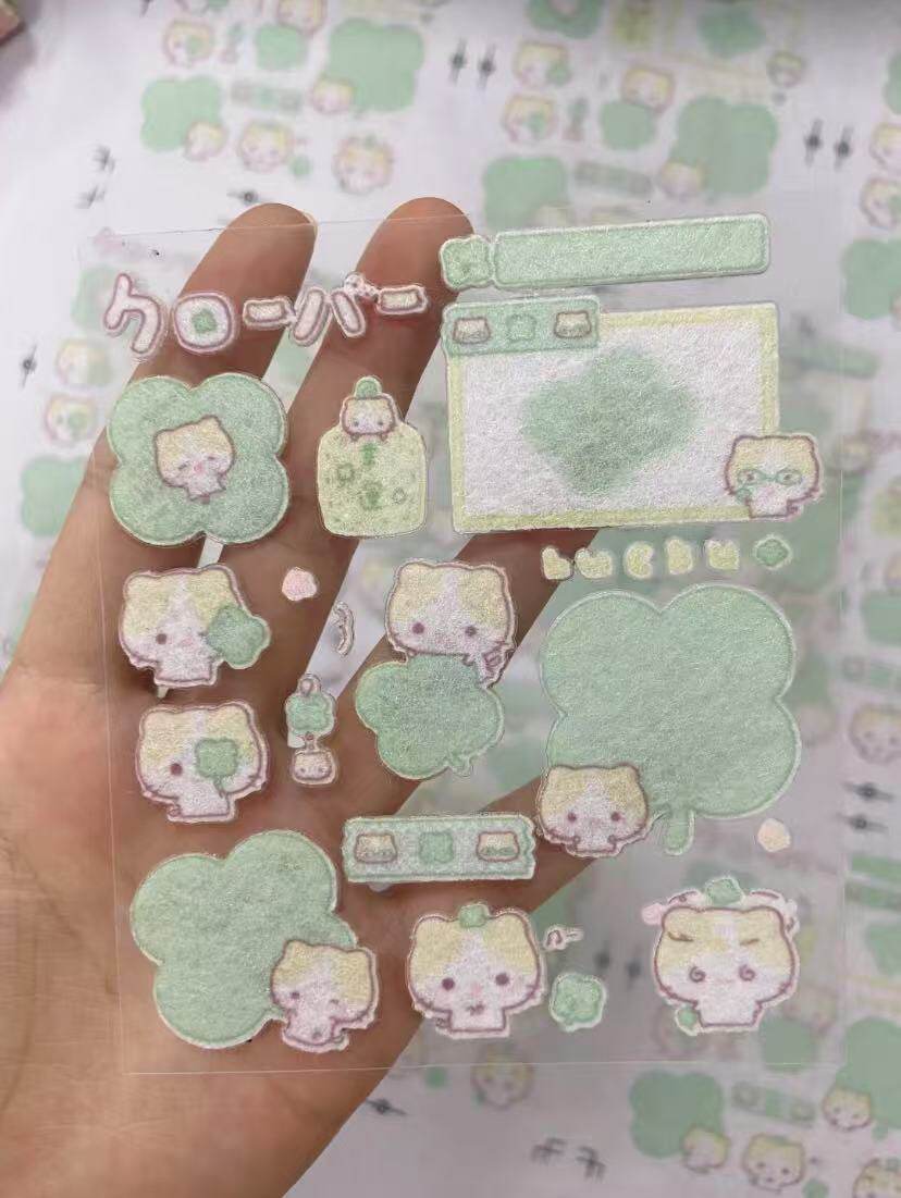 Cute Japanese Style Cat Plush Felt Stickers DIY Scrapbooking Decorative Stickers Customizable