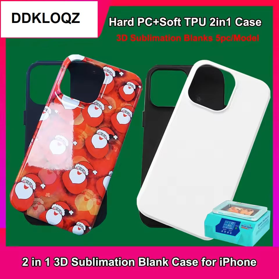 DIY Matte Glossy 3D Full Wrapped 2 in 1 Film Sublimation Heat Transfer Phone Case For iPhone 17 16 15 14 13 Pro Max Plus Glossy Covers