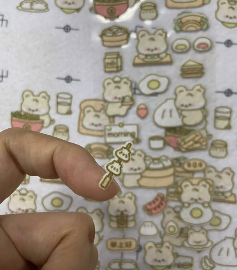 Cute Japanese Style Bear Breakfast Shop Plush Fabric Felt Stickers Cartoon DIY Scrapbook Journal Decorative Stickers Custom Production