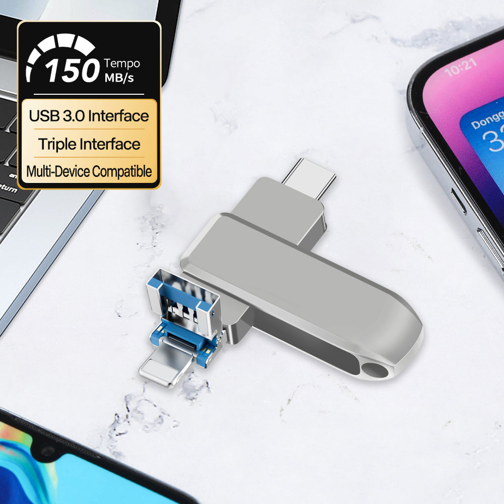 Y17C TYPE C USB Flash Drive OTG 4 IN 1 USB Stick 3.0 128GB Pen Drive 64GB 256GB 512GB Pendrive for iPhone 17 16 15 14 13 Memory Disk