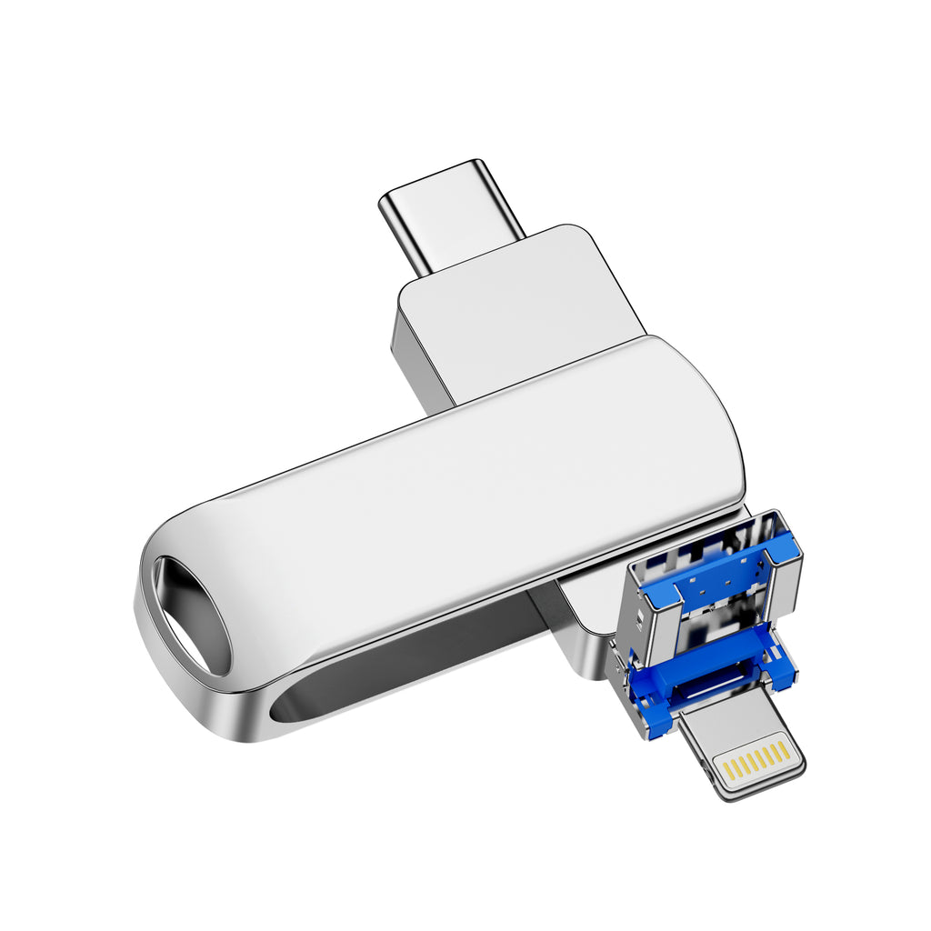 Y34C TYPE C USB Flash Drive OTG 4 IN 1 USB Stick 3.0 128GB Pen Drive 64GB 256GB 512GB Pendrive for iPhone 17 16 15 14 13 Memory Disk