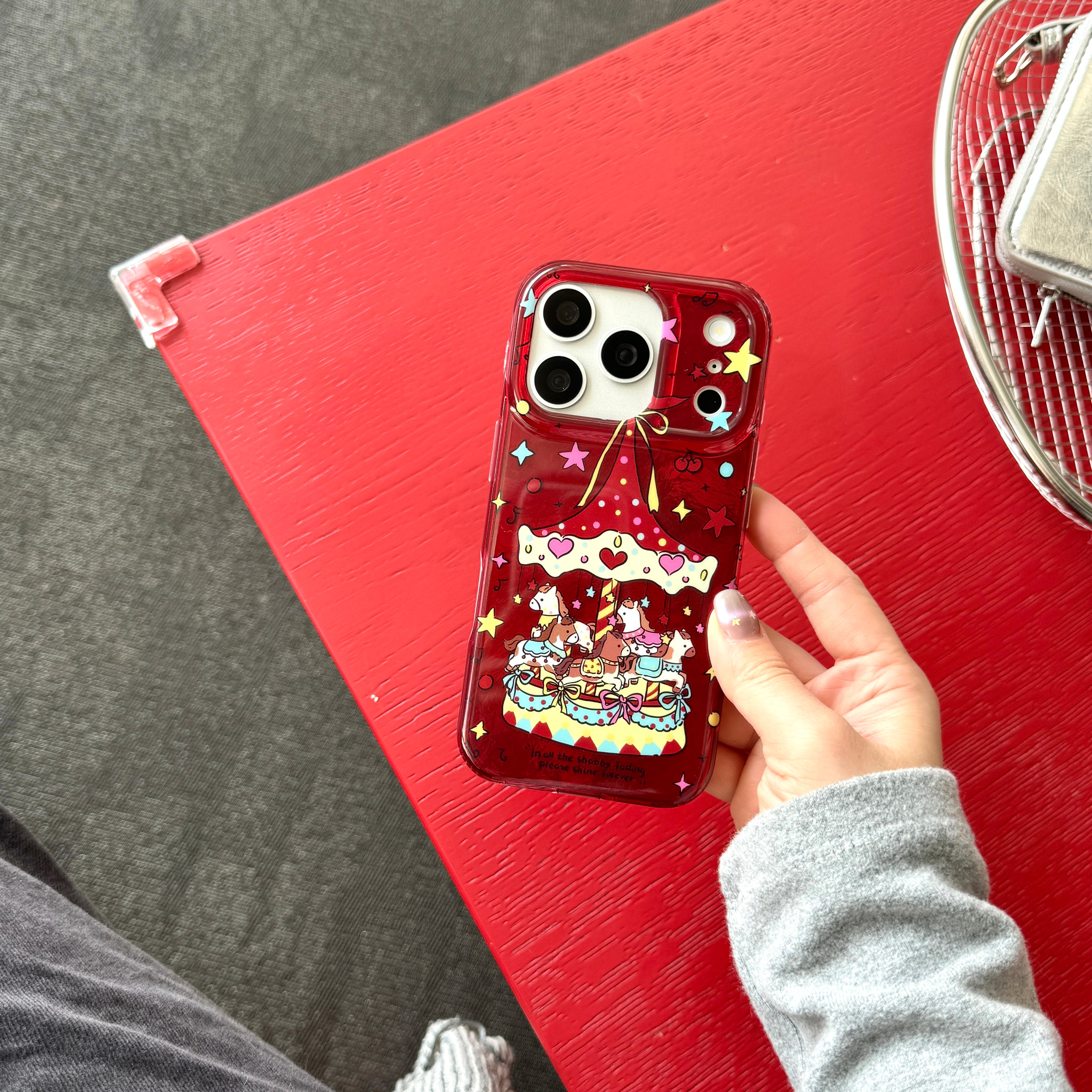 Cute Creative Music Carousel IMD Phone Case for iPhone 14/15/16/17 Pro Max Glacier Pattern Best Friend Gift Suitable for iPhone 17Pro 16Pro Max
