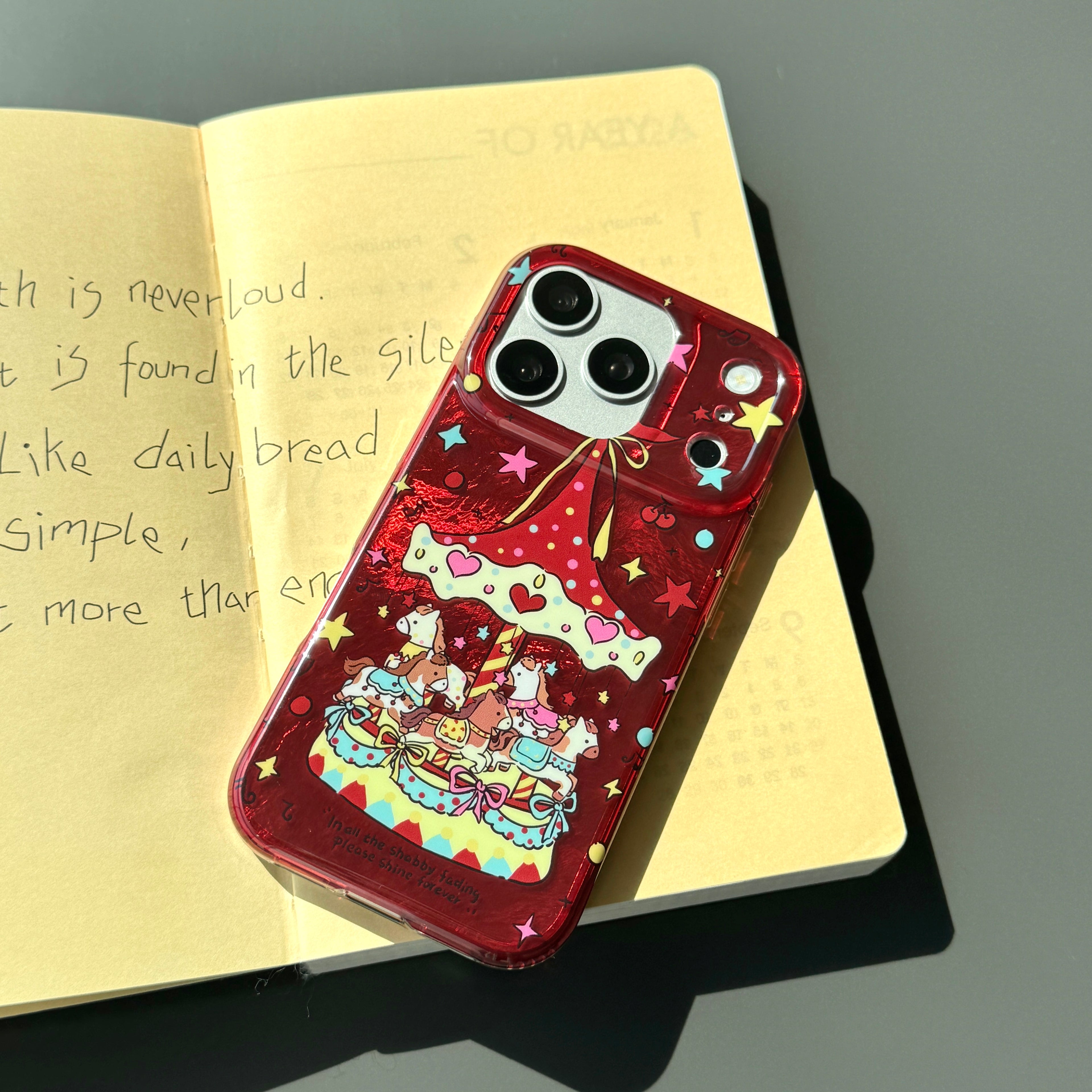 Cute Creative Music Carousel IMD Phone Case for iPhone 14/15/16/17 Pro Max Glacier Pattern Best Friend Gift Suitable for iPhone 17Pro 16Pro Max