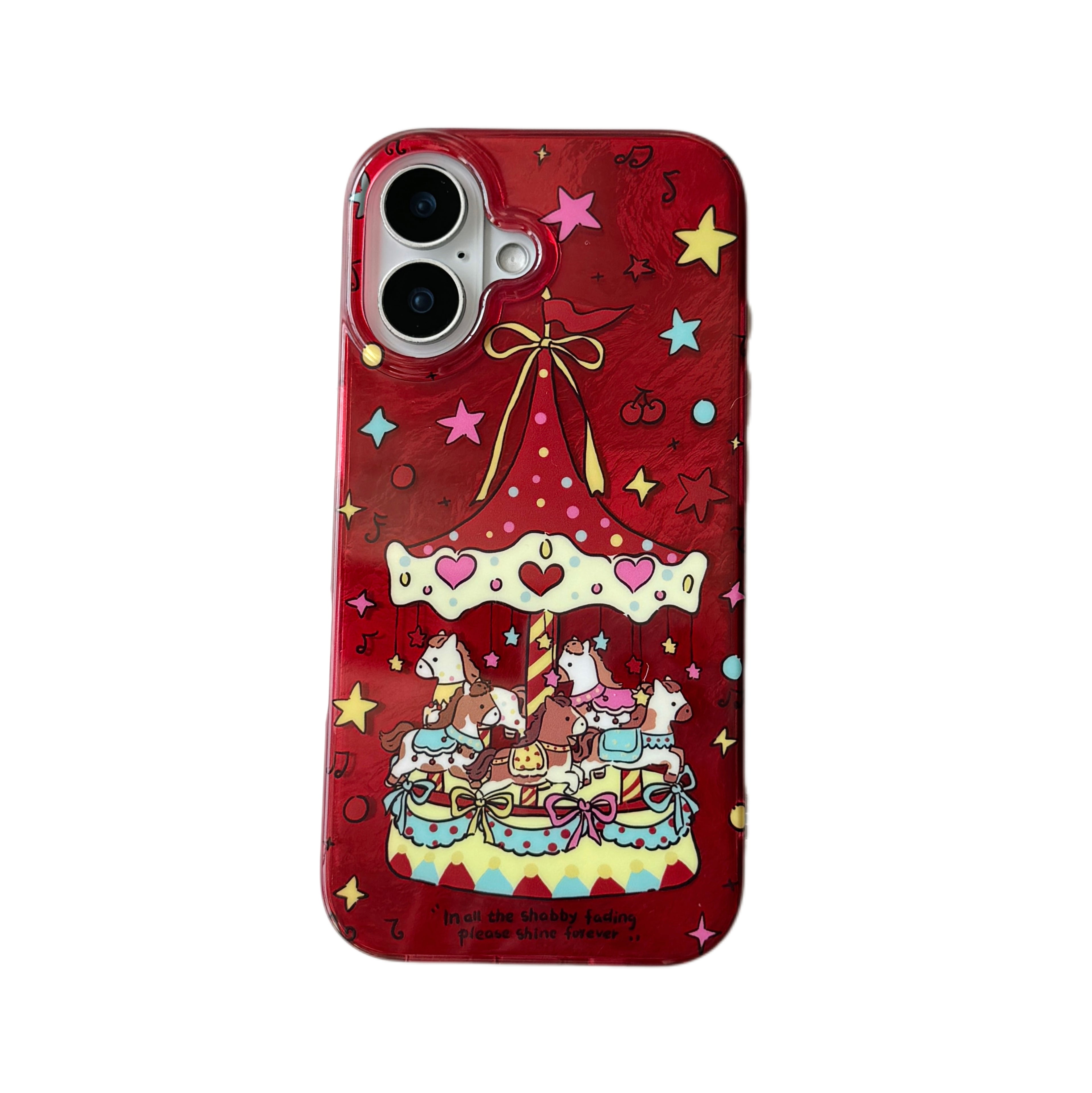 Cute Creative Music Carousel IMD Phone Case for iPhone 14/15/16/17 Pro Max Glacier Pattern Best Friend Gift Suitable for iPhone 17Pro 16Pro Max