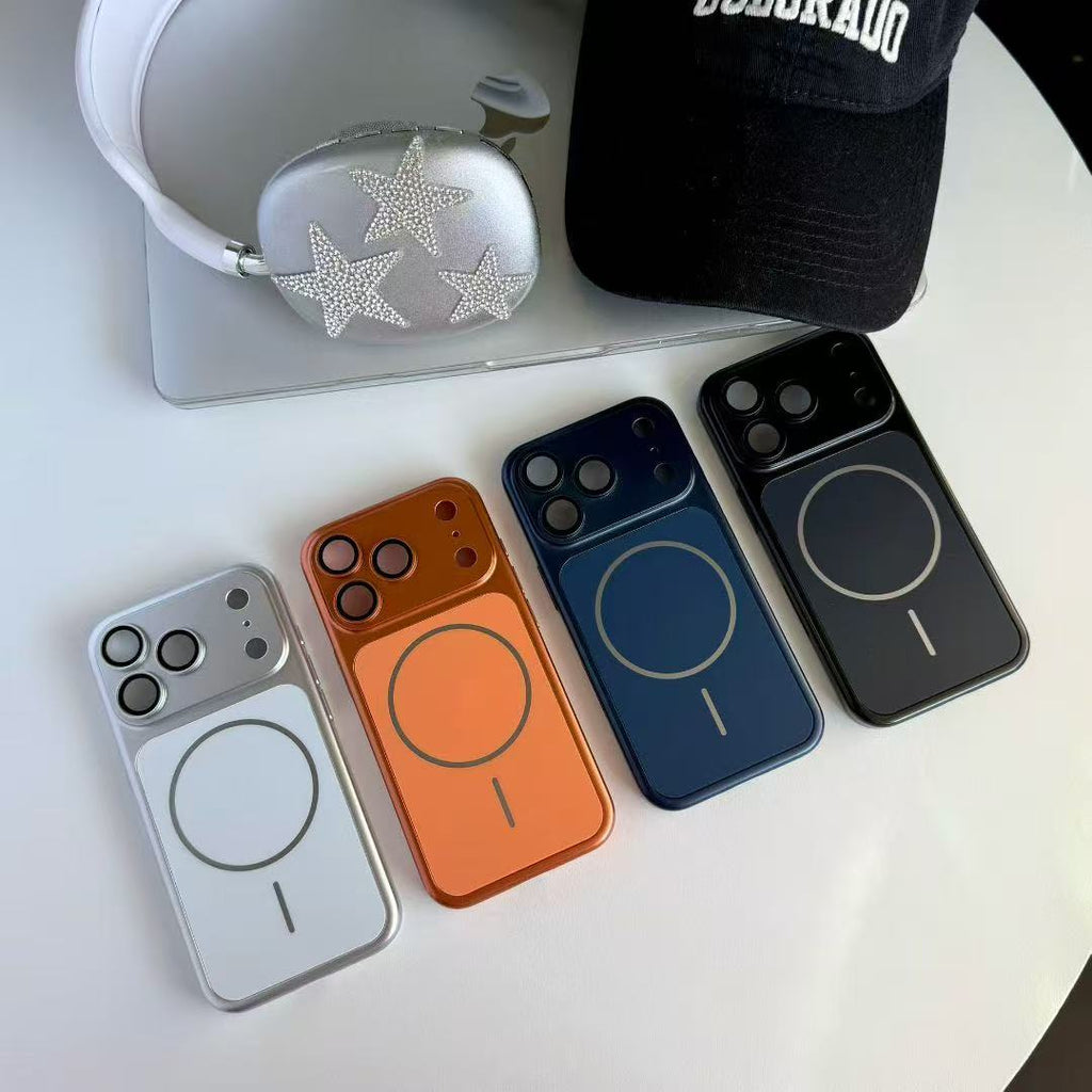 AG Matte Glass Back Panel Magnetic Phone Case for iPhone 17 16 15 14 13 Pro Max 17 Air With Lens Film Protective Cover