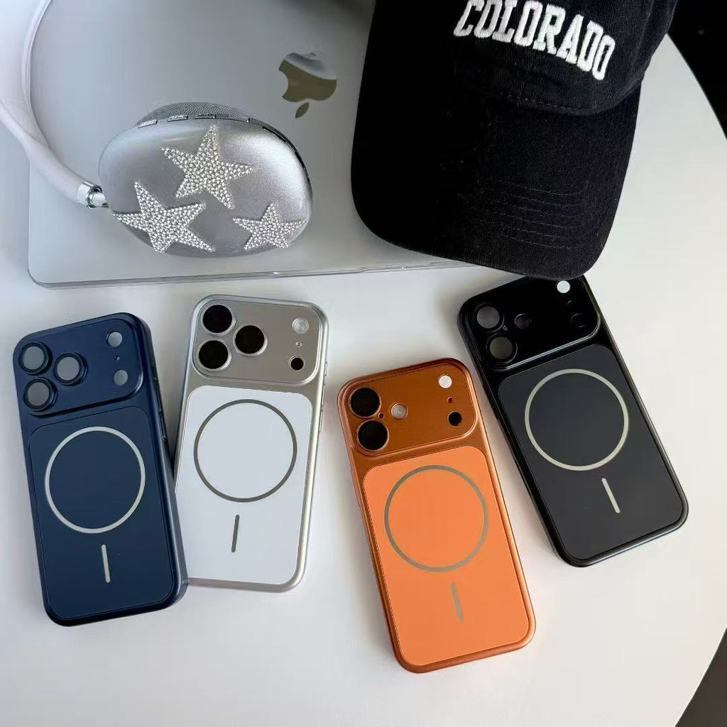 AG Matte Glass Back Panel Magnetic Phone Case for iPhone 17 16 15 14 13 Pro Max 17 Air With Lens Film Protective Cover