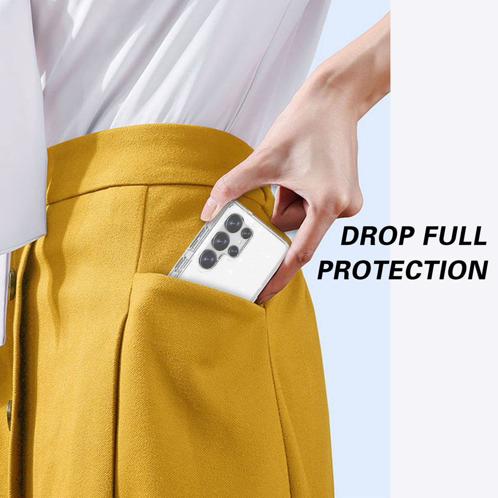 Glitter Transparent Anti-drop Protective Hard PC Soft Tpu Phone case for Samsung S25 S24 S23 S22