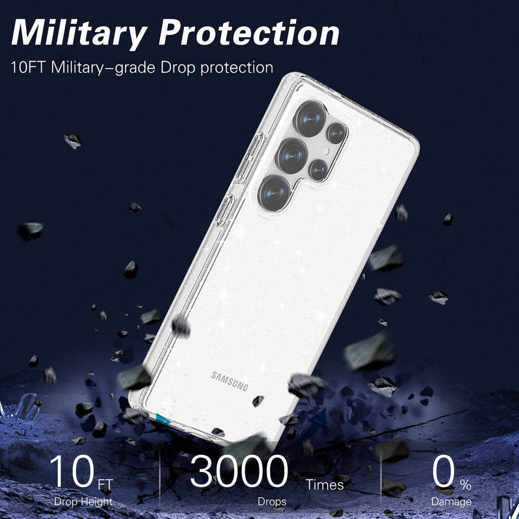 Glitter Transparent Anti-drop Protective Hard PC Soft Tpu Phone case for Samsung S25 S24 S23 S22