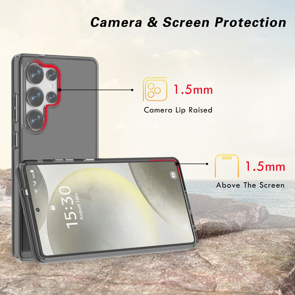 Glitter Transparent Anti-drop Protective Hard PC Soft Tpu Phone case for Samsung S25 S24 S23 S22