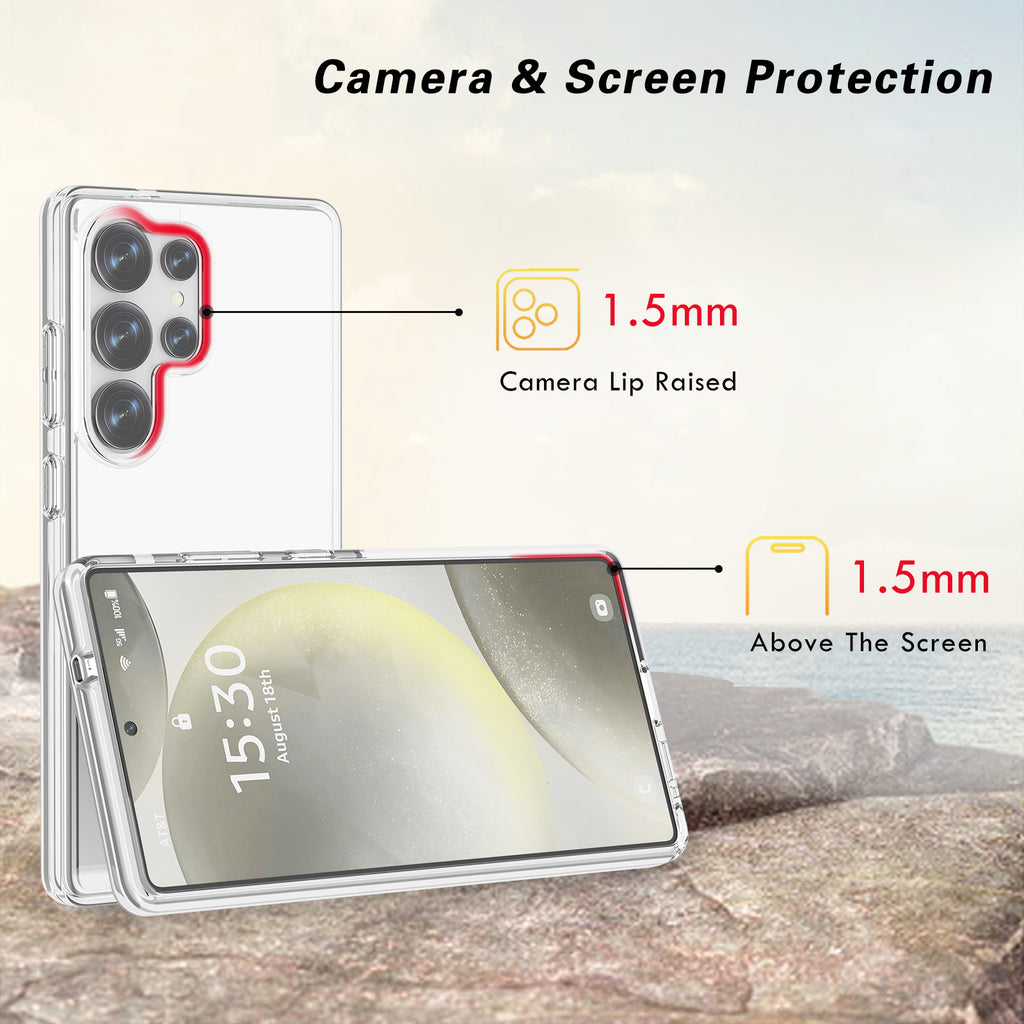 Glitter Transparent Anti-drop Protective Hard PC Soft Tpu Phone case for Samsung S25 S24 S23 S22