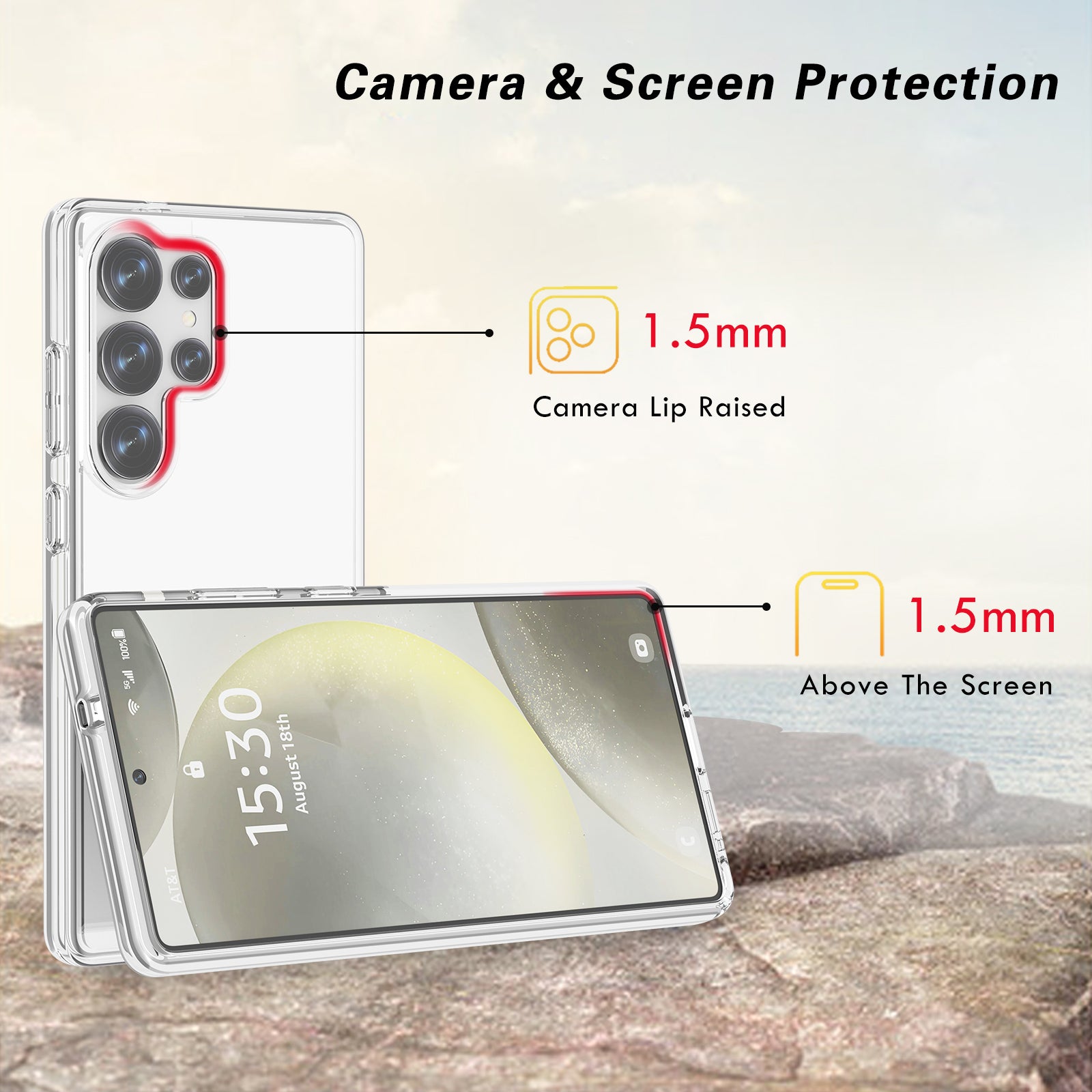 Glitter Transparent Anti-drop Protective Hard PC Soft Tpu Phone case for Samsung S25 S24 S23 S22