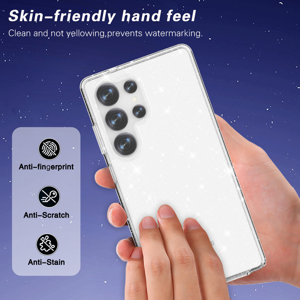 Glitter Transparent Anti-drop Protective Hard PC Soft Tpu Phone case for Samsung S25 S24 S23 S22