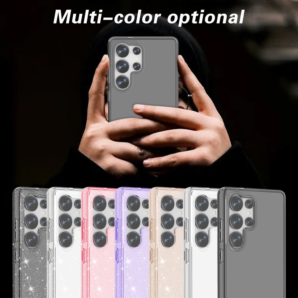 Glitter Transparent Anti-drop Protective Hard PC Soft Tpu Phone case for Samsung S25 S24 S23 S22