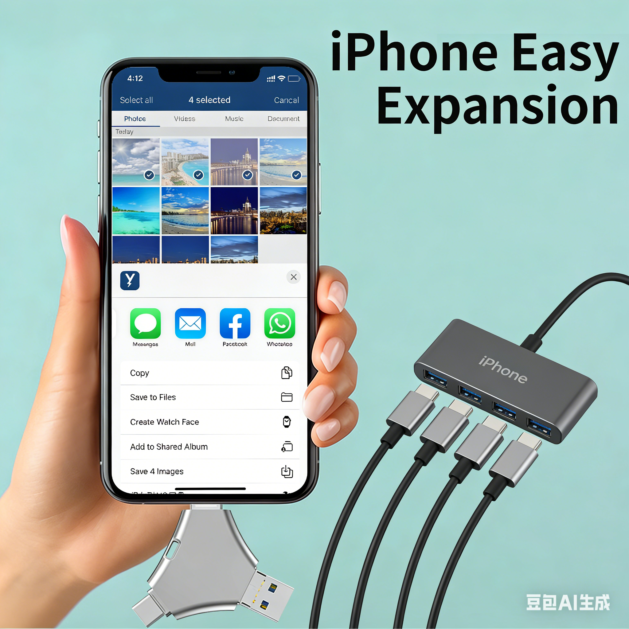 Y68 TYPE C USB Flash Drive OTG 4 IN 1 USB Stick 3.0 128GB Pen Drive 64GB 256GB Pendrive for iPhone 17 16 15 14 13 Memory Disk