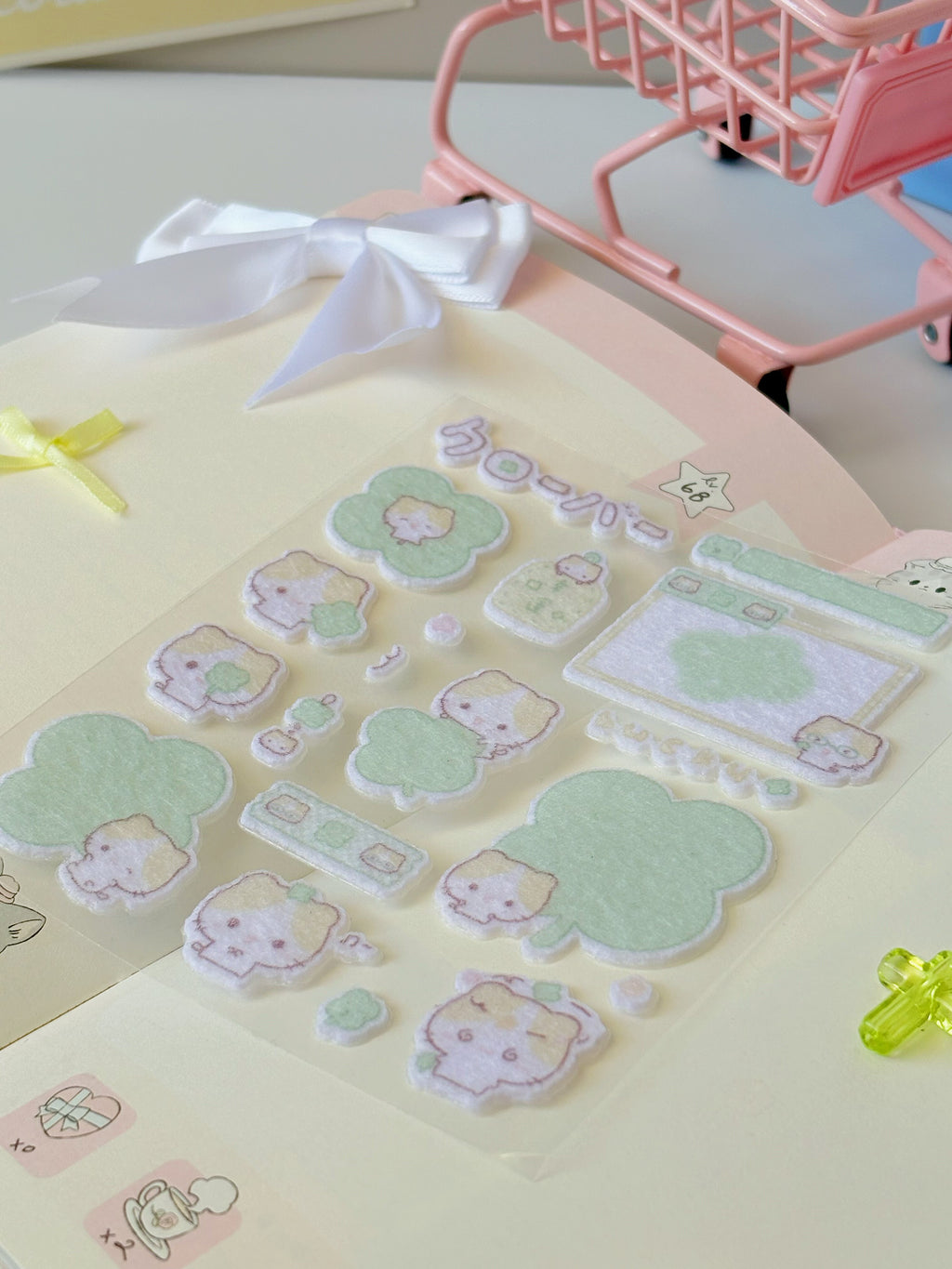 Kawaii Cat Plush Felt Stickers DIY Scrapbooking Decor Stickers Custom