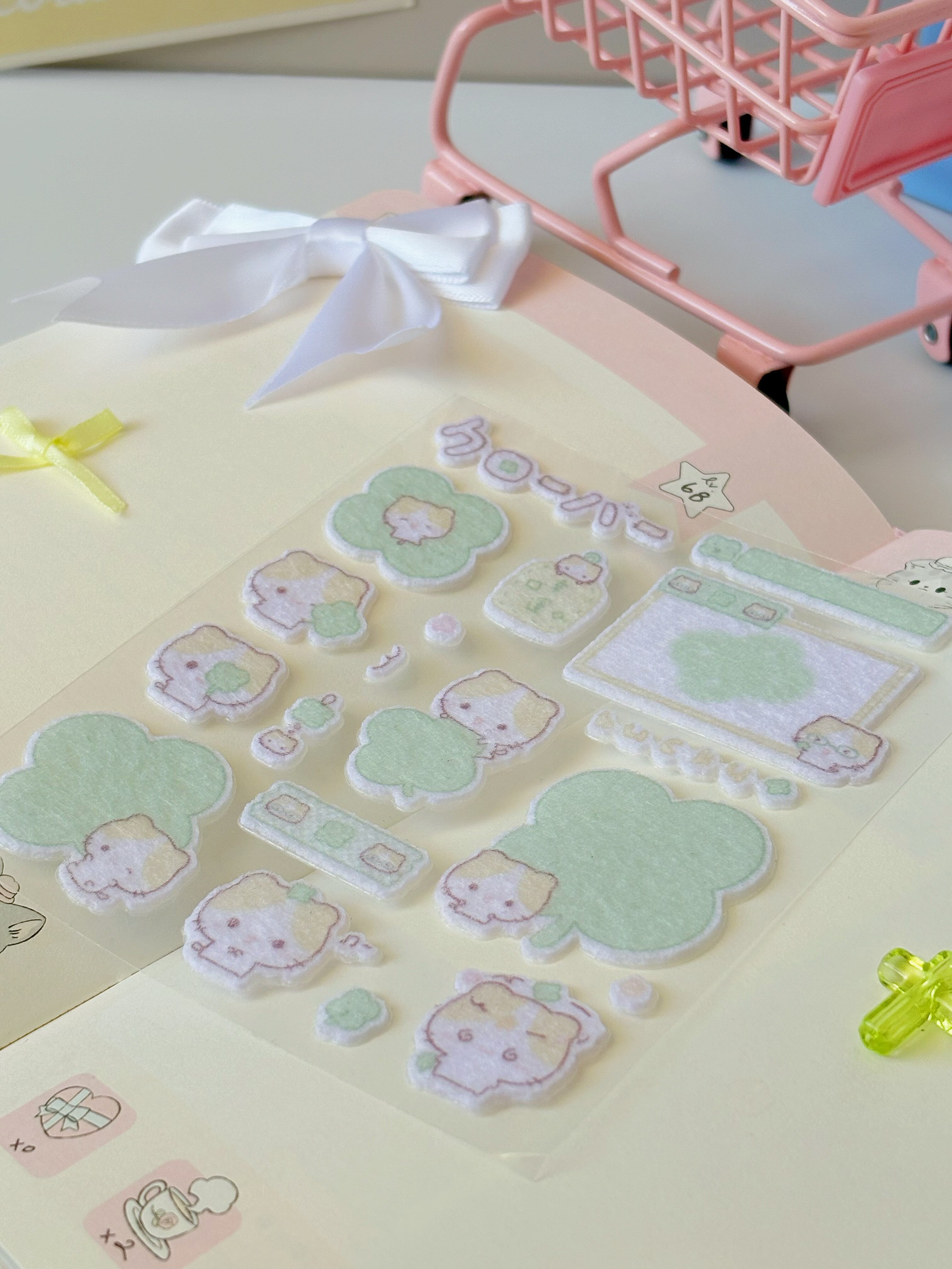 Kawaii Cat Plush Felt Stickers DIY Scrapbooking Decor Stickers Custom