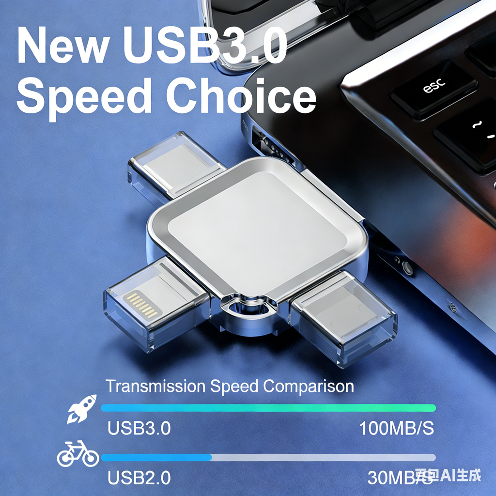 Y65 TYPE C USB Flash Drive OTG 4 IN 1 USB Stick 3.0 128GB Pen Drive 64GB 256GB Pendrive for iPhone 17 16 15 14 13 Memory Disk