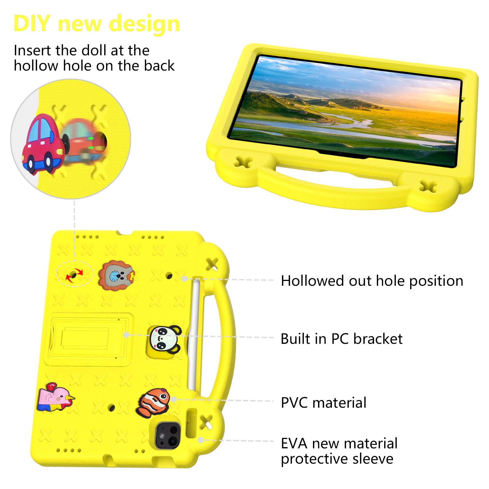 Kids EVA Anti-Fall Proof Cute Bear Tablet Case For iPad 9 Air 10.2 10.5 11 10.9 10 2022 Pro 9.7 12.9 Inch Armor Stand Tablet Case