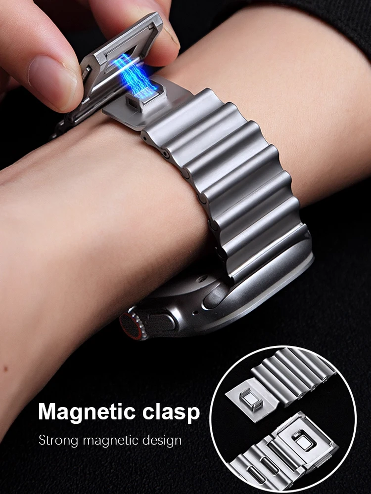Stainless Steel Band for Apple Watch Ultra 3 11 10 9 8 7 6 SE 5 4 Metal Ocean Magnetic Strap for IWatch 42mm 44mm 45mm 46mm 49mm