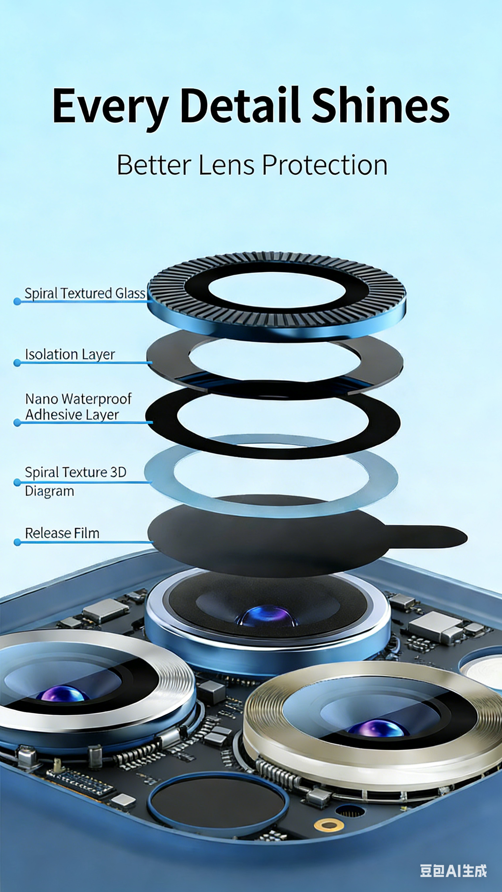 3D Silk Screen Tempered Glass Camera Lens Protector for iPhone 17 Pro Max