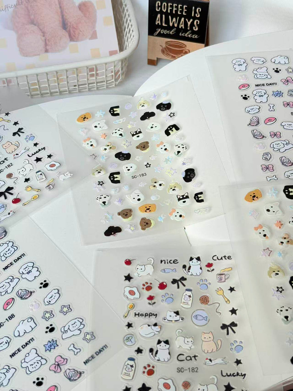 Cute Cartoon Animal 5D Embossed Nail Decals Custom DIY Stickers for Nails & Phone Case