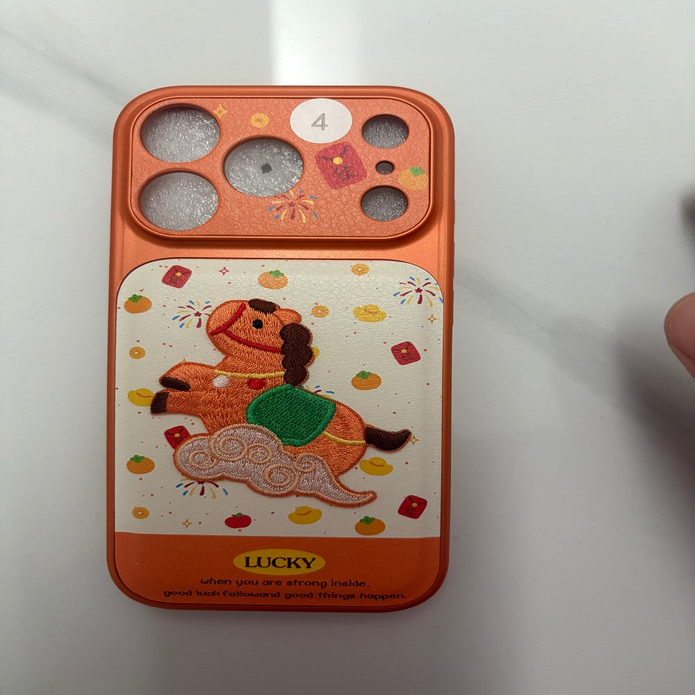 Cute Lambskin Cartoon Phone Case Anti-Scratch Soft Texture Mobile Back Cover For iPhone 17 Pro Max Fashion Print Protective Shell