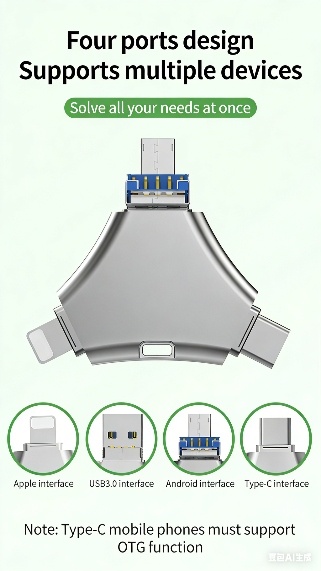 Y68 TYPE C USB Flash Drive OTG 4 IN 1 USB Stick 3.0 128GB Pen Drive 64GB 256GB Pendrive for iPhone 17 16 15 14 13 Memory Disk