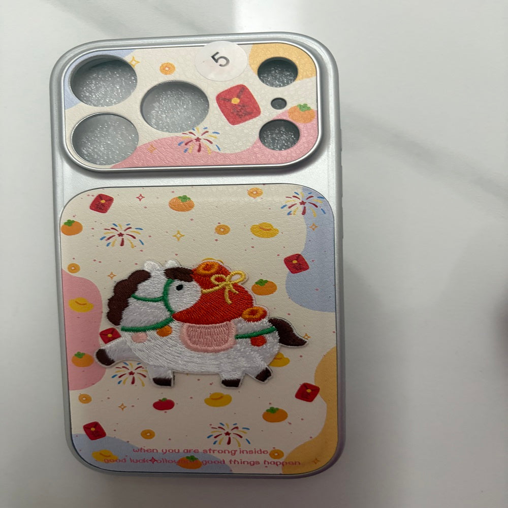 Cute Lambskin Cartoon Phone Case Anti-Scratch Soft Texture Mobile Back Cover For iPhone 17 Pro Max Fashion Print Protective Shell