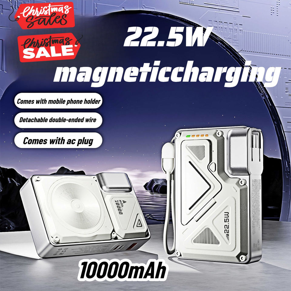 Portable 10000mah AC Power Bank with Magnetic Wireless Fast Charging 22.5W Type-C Input Interface Bracket for Samsung for iPhone