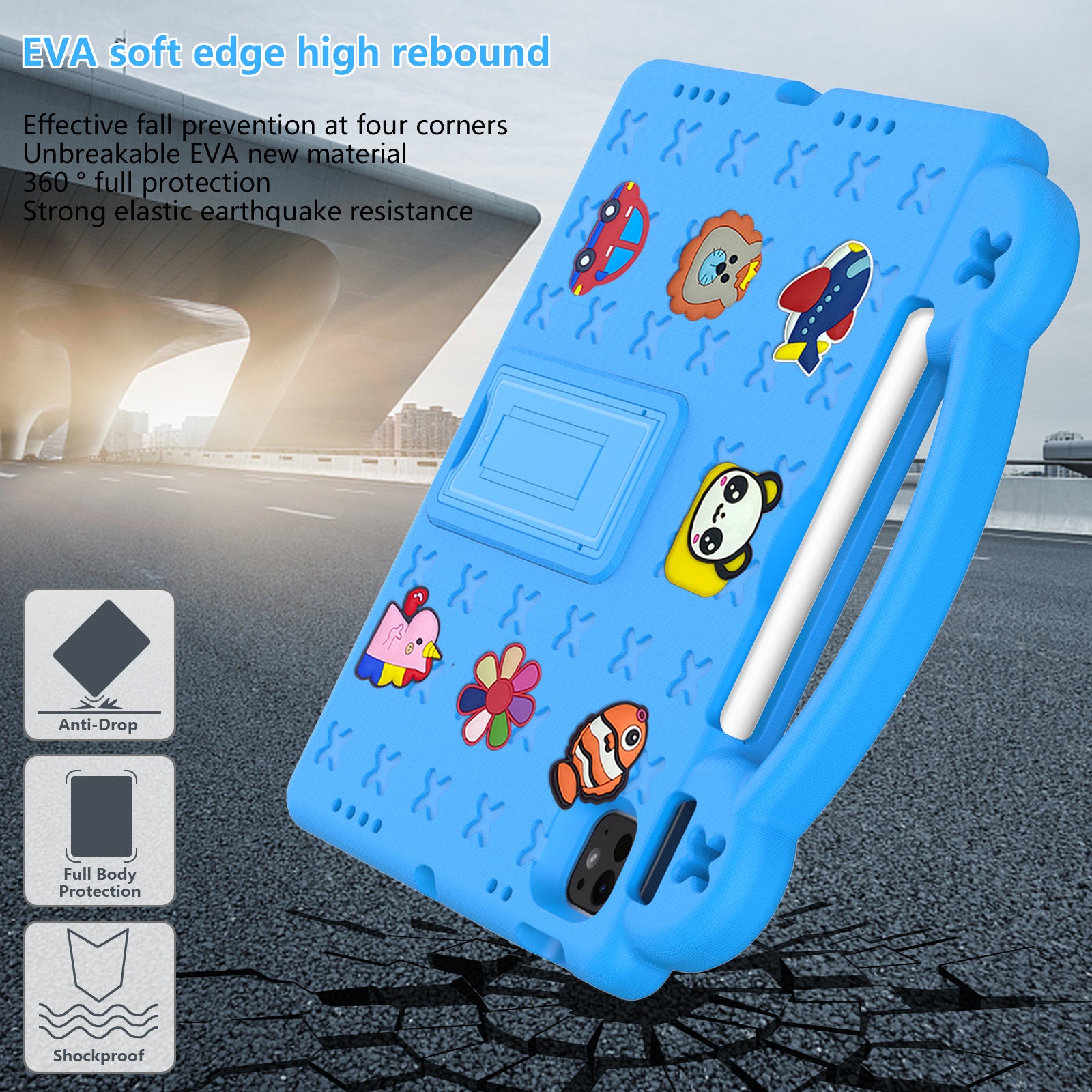 Kids EVA Anti-Fall Proof Cute Bear Tablet Case For iPad 9 Air 10.2 10.5 11 10.9 10 2022 Pro 9.7 12.9 Inch Armor Stand Tablet Case