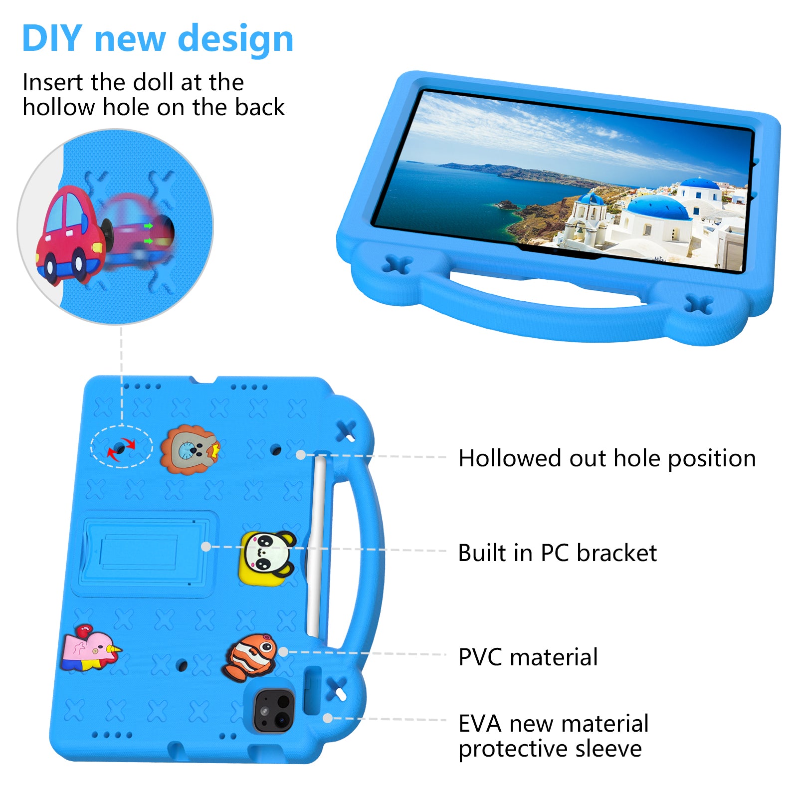 Kids EVA Anti-Fall Proof Cute Bear Tablet Case For iPad 9 Air 10.2 10.5 11 10.9 10 2022 Pro 9.7 12.9 Inch Armor Stand Tablet Case