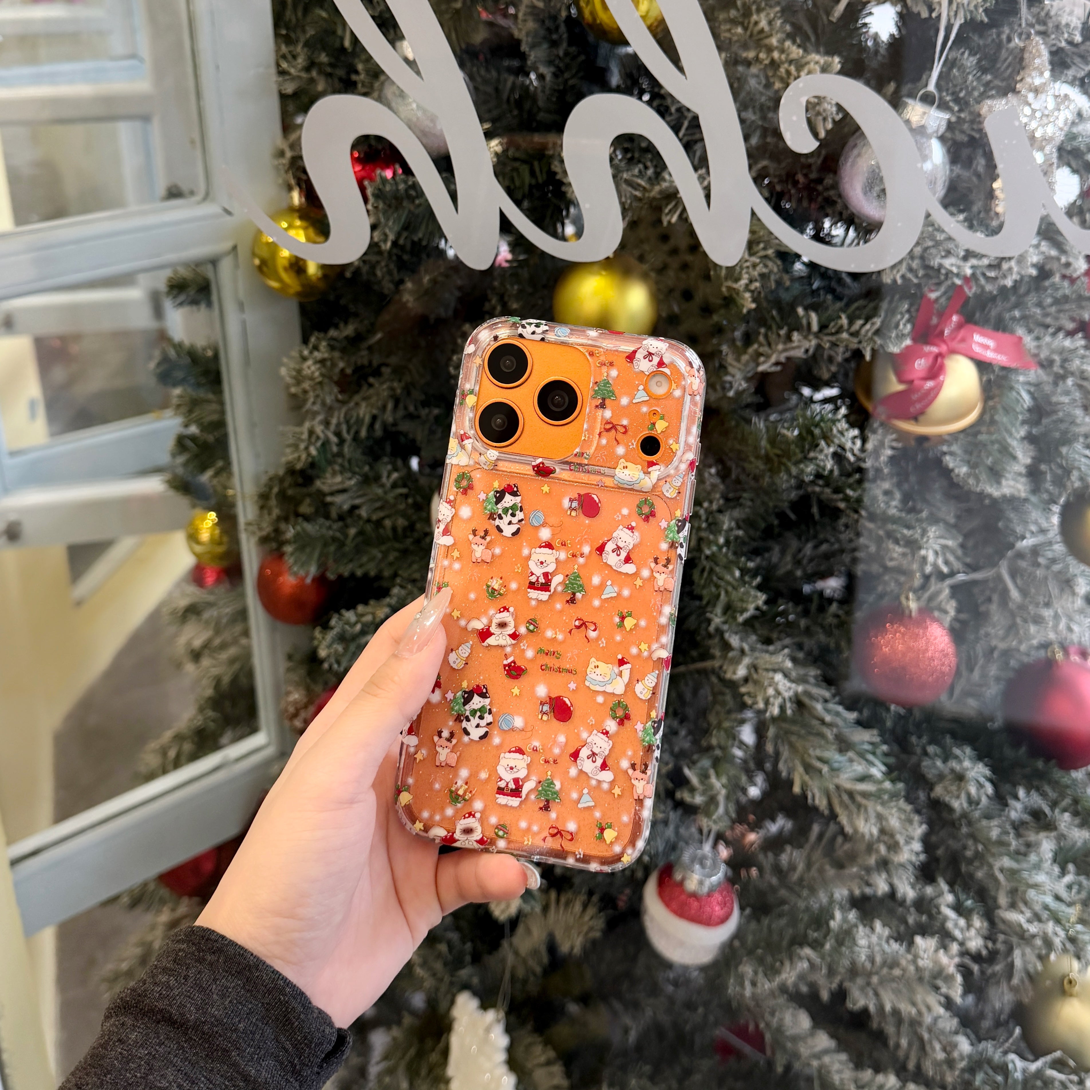 Cartoon Christmas Red Panda Cat Phone Case for iPhone 17 Pro 17 Pro Max 14 Pro Max 15 16 Pro