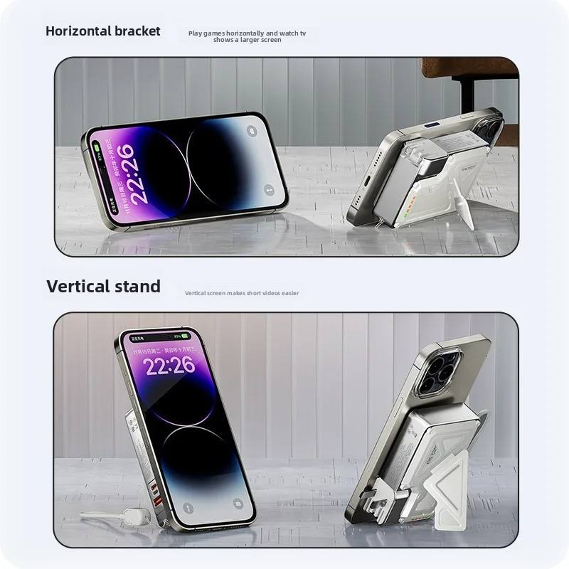 Portable 10000mah AC Power Bank with Magnetic Wireless Fast Charging 22.5W Type-C Input Interface Bracket for Samsung for iPhone
