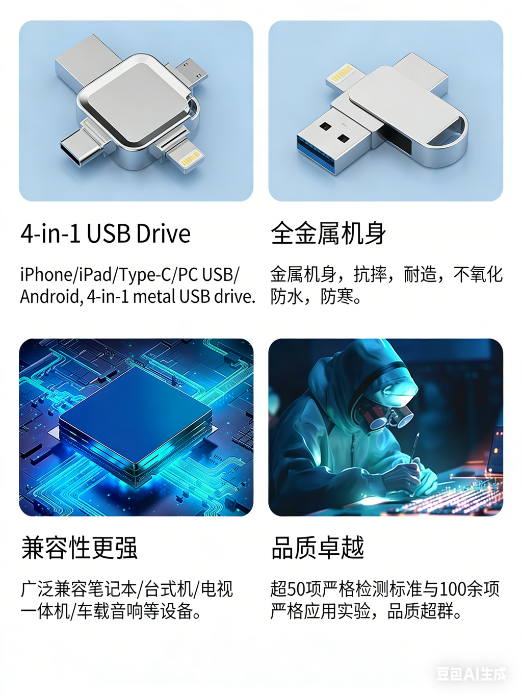 Y65 TYPE C USB Flash Drive OTG 4 IN 1 USB Stick 3.0 128GB Pen Drive 64GB 256GB Pendrive for iPhone 17 16 15 14 13 Memory Disk