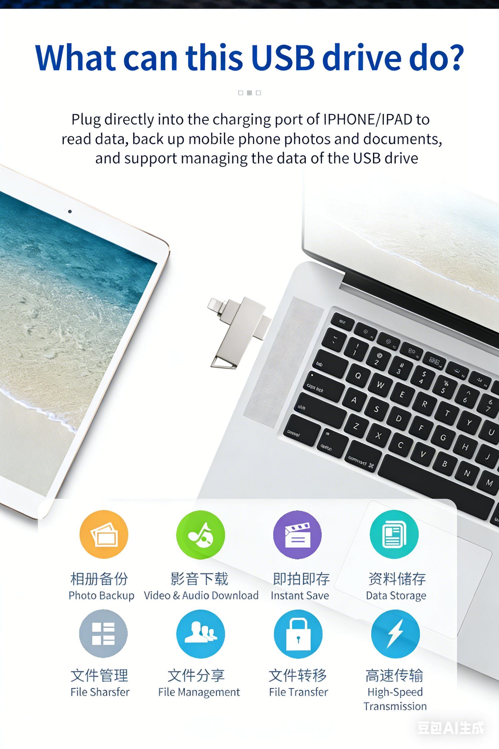 Y61 TYPE C USB Flash Drive OTG 4 IN 1 USB Stick 3.0 128GB Pen Drive 64GB 256GB Pendrive for iPhone 17 16 15 14 13 Memory Disk