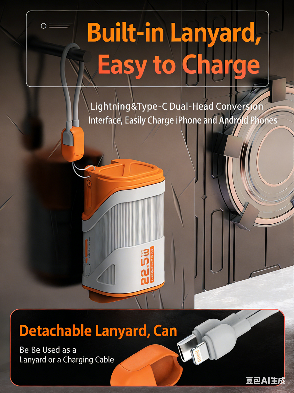 Ac Plug 3 in 1 Super Fast Charge Mini Keychain Power Bank 10000mah